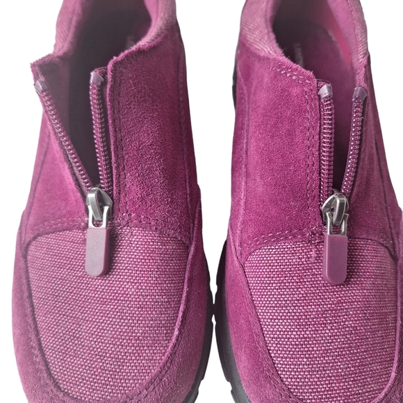 Lands End Women 7.5 Purple‎ Suede Thermolite Zip Up Moc Shoes Microfleece - Picture 3 of 14